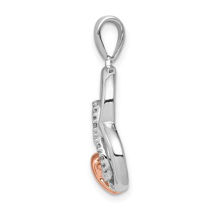 14K Weiß- und Roségold Anhänger „Verschlungene Herzen“ mit 0,067 ct. echten Diamanten