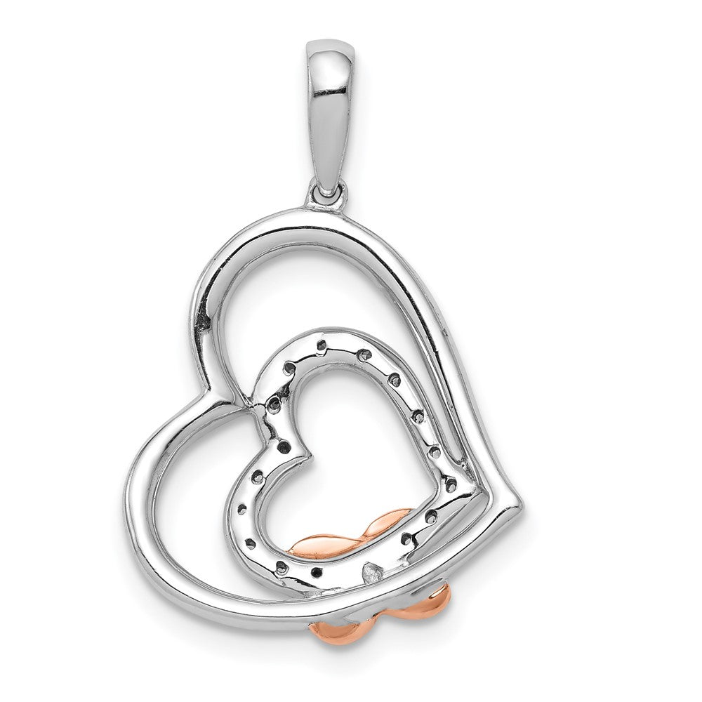 14K Weiß- und Roségold Anhänger „Verschlungene Herzen“ mit 0,067 ct. echten Diamanten