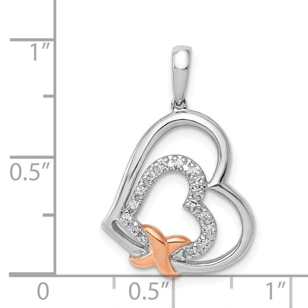 14K Weiß- und Roségold Anhänger „Verschlungene Herzen“ mit 0,067 ct. echten Diamanten