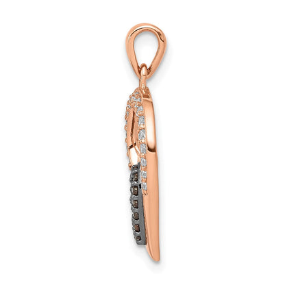 14K Roségold Anhänger mit Herzen aus Champagner- und Weiß-Diamanten (echt)