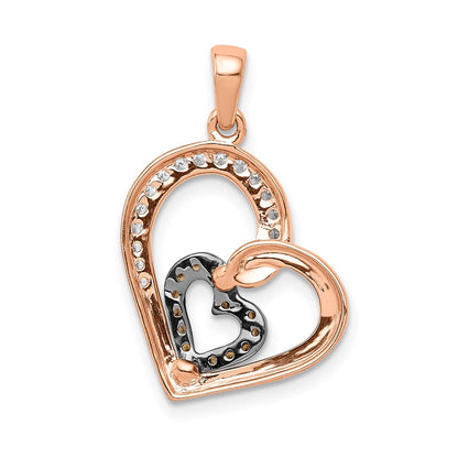 14K Roségold Anhänger mit Herzen aus Champagner- und Weiß-Diamanten (echt)
