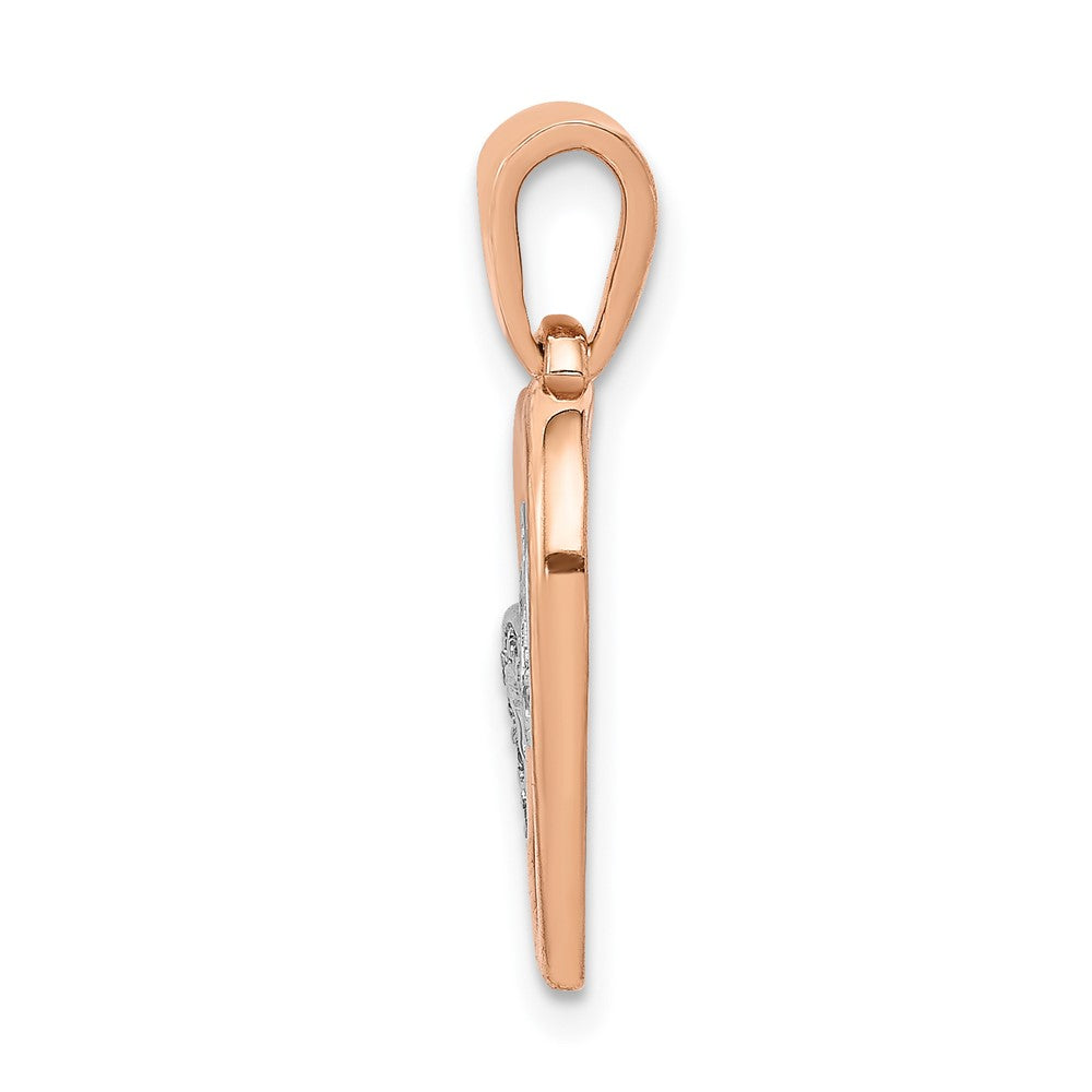 14K Roségold mit Rhodium-Beschichtung Diamant-Anhänger „Verschlungene Herzen“