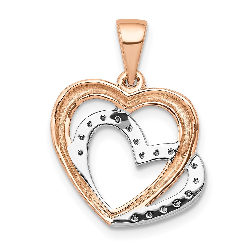 14K Roségold mit Rhodium-Beschichtung Diamant-Anhänger „Verschlungene Herzen“