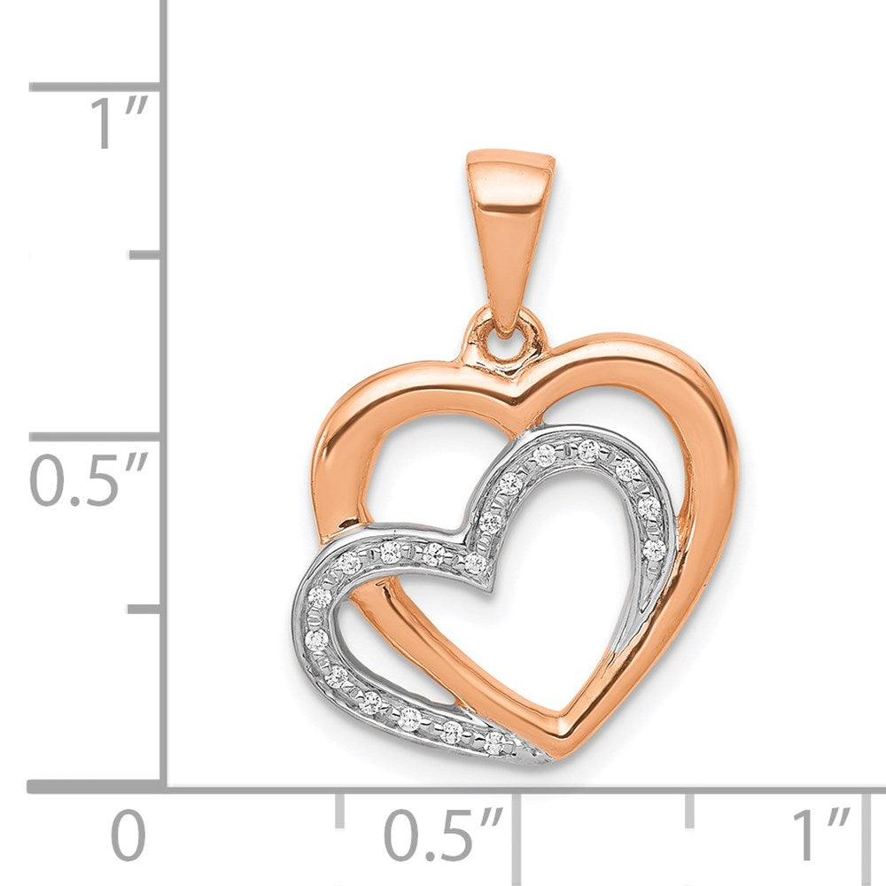 14K Roségold mit Rhodium-Beschichtung Diamant-Anhänger „Verschlungene Herzen“
