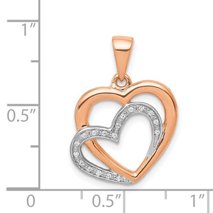 14K Roségold mit Rhodium-Beschichtung Diamant-Anhänger „Verschlungene Herzen“