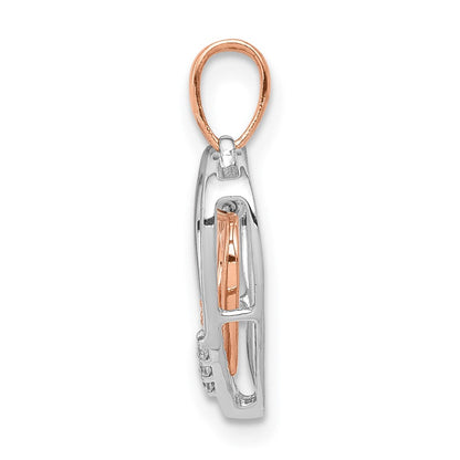 14kt Weißgold mit Roségold Herz-Charm Echter Diamant Herzanhänger