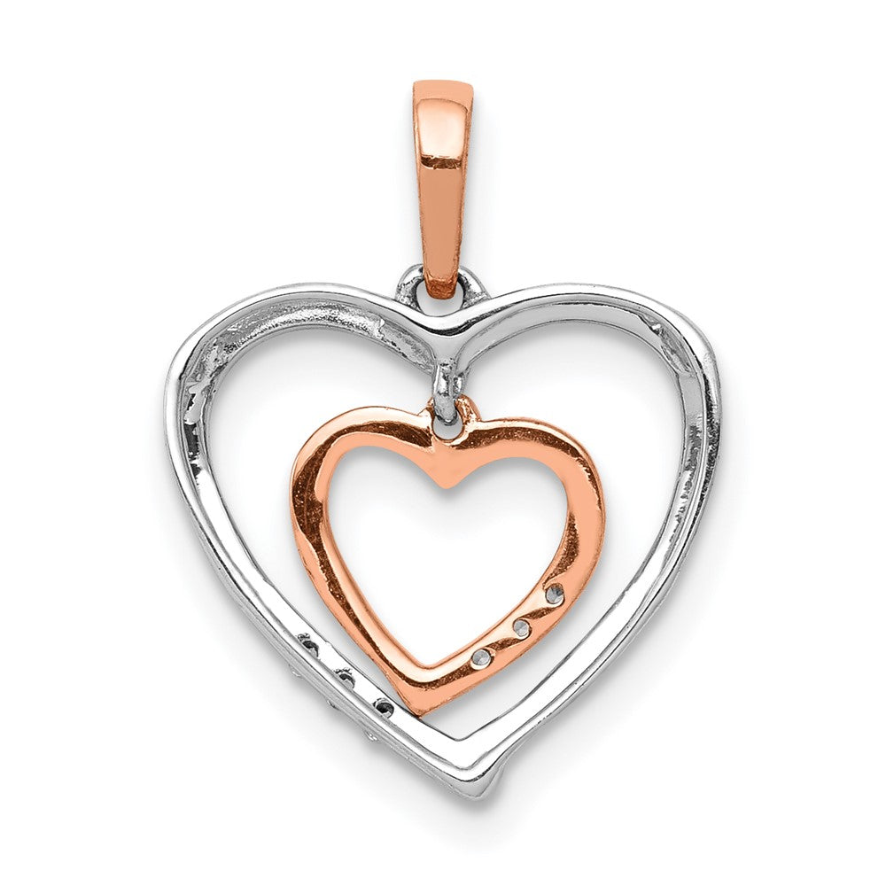 14kt Weißgold mit Roségold Herz-Charm Echter Diamant Herzanhänger