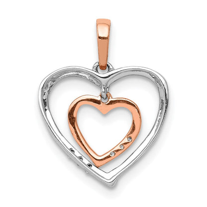 14kt Weißgold mit Roségold Herz-Charm Echter Diamant Herzanhänger