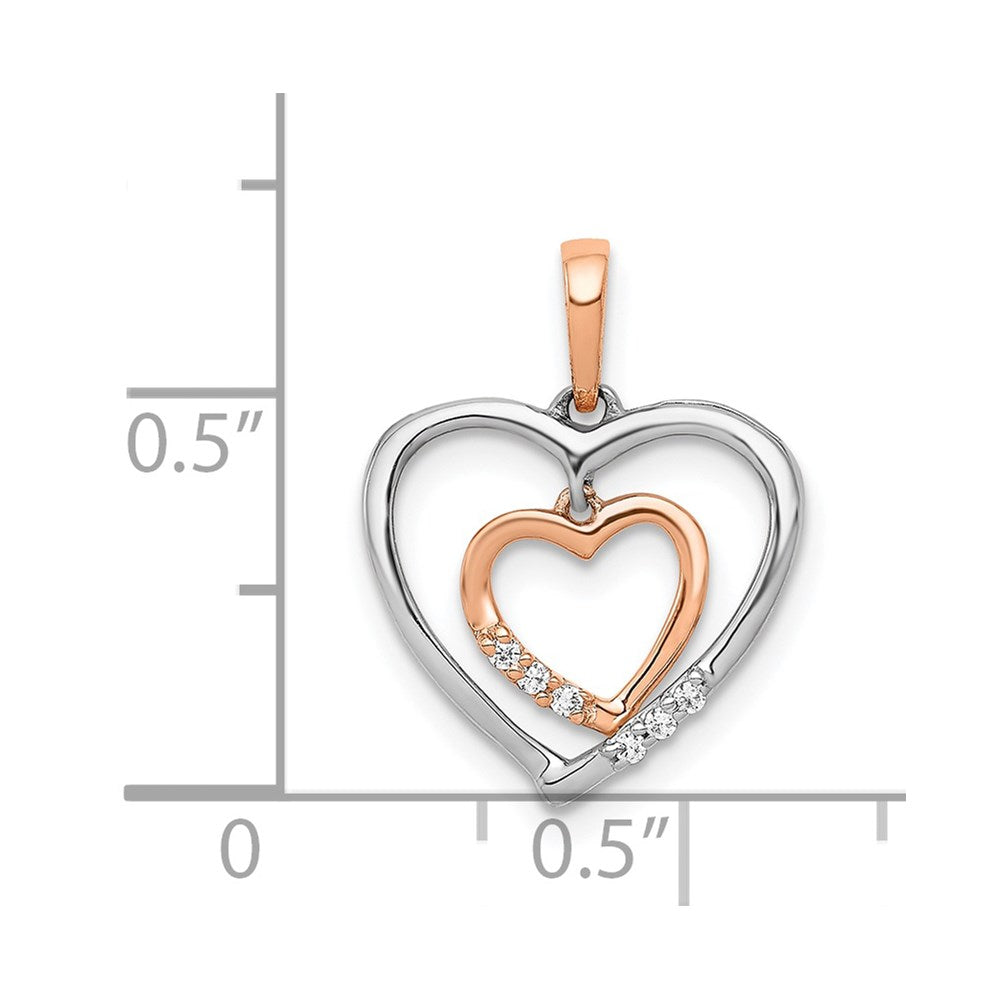 14kt Weißgold mit Roségold Herz-Charm Echter Diamant Herzanhänger