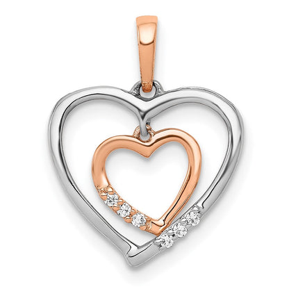 14kt Weißgold mit Roségold Herz-Charm Echter Diamant Herzanhänger