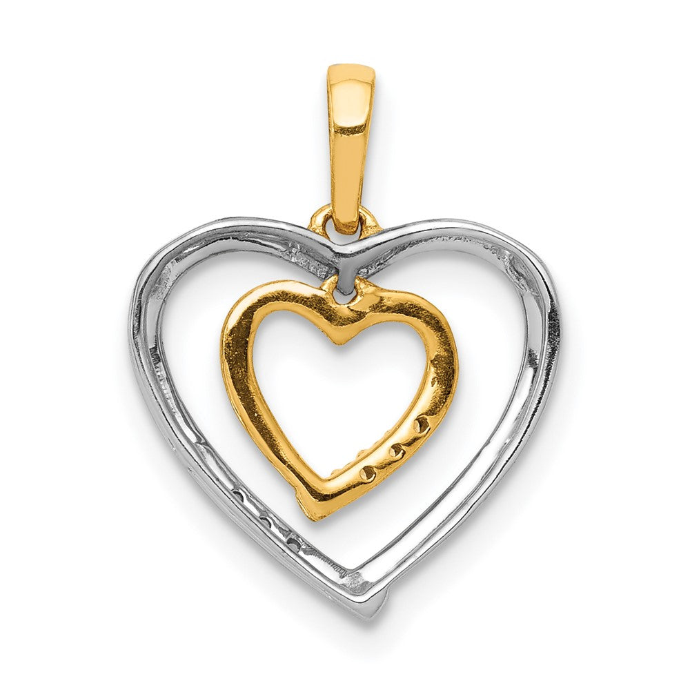 Herz-Charm aus 14kt Weißgold mit Gelbgold, Herzanhänger mit echtem Diamant