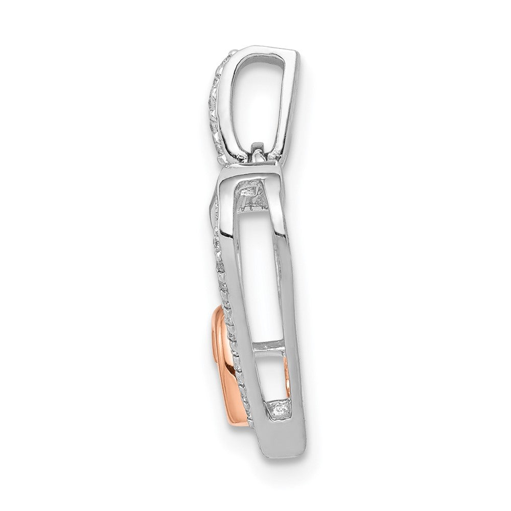 14K Weiß- und Roségold Anhänger mit doppelten Herzen und 0,05 ct. echten Diamanten