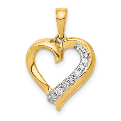 14K Gelbgold Herz-Anhänger mit 0,10 ct. echtem Diamant