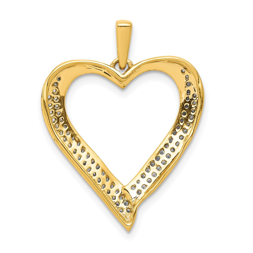 14K Gelbgold und Rhodium Herzanhänger mit 0,25 ct. echten Diamanten