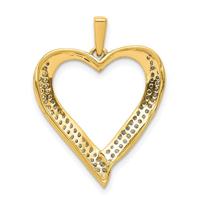 14K Gelbgold und Rhodium Herzanhänger mit 0,25 ct. echten Diamanten
