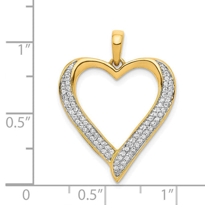 14K Gelbgold und Rhodium Herzanhänger mit 0,25 ct. echten Diamanten