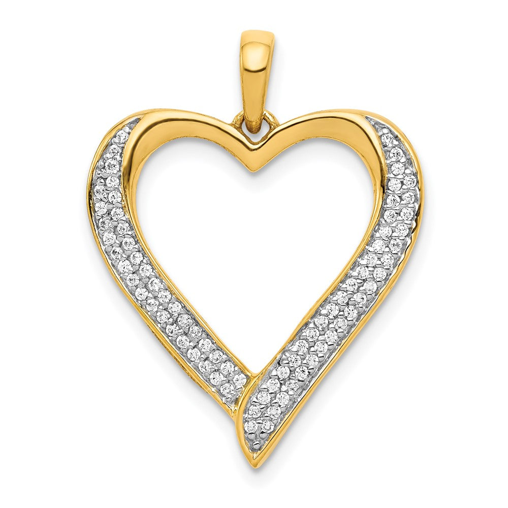 14K Gelbgold und Rhodium Herzanhänger mit 0,25 ct. echten Diamanten