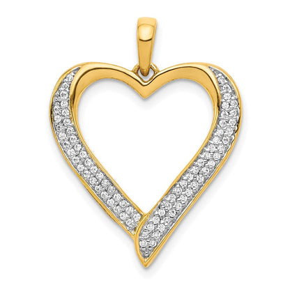 14K Gelbgold und Rhodium Herzanhänger mit 0,25 ct. echten Diamanten