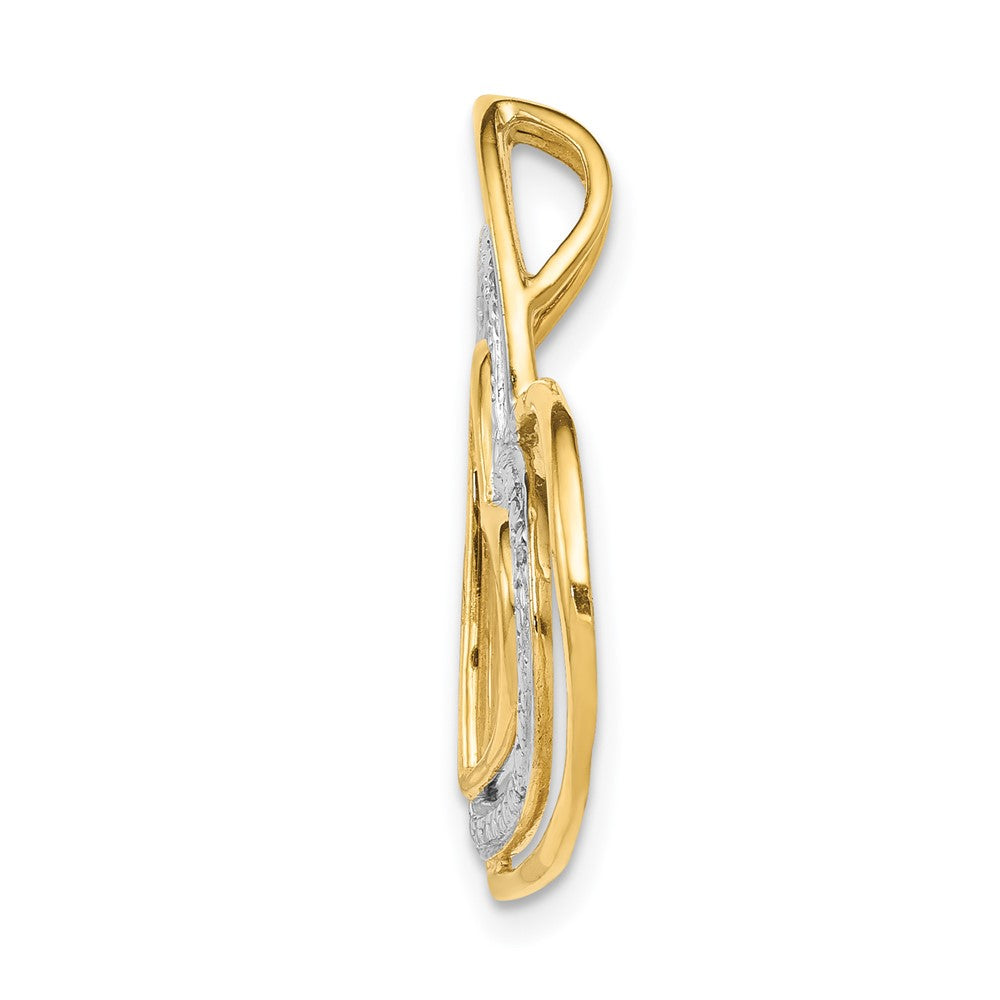 14K Gelbgold.01ct. Echt Diamant und Rhodium Dreifach Herz Kette Anhänger
