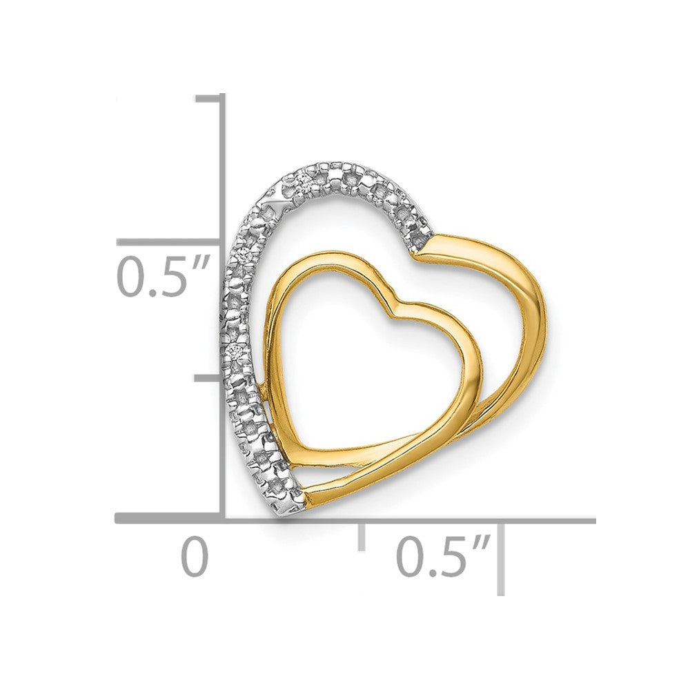 10K Gelbgold.01ct. Diamant Doppelt Herz Kette Anhänger