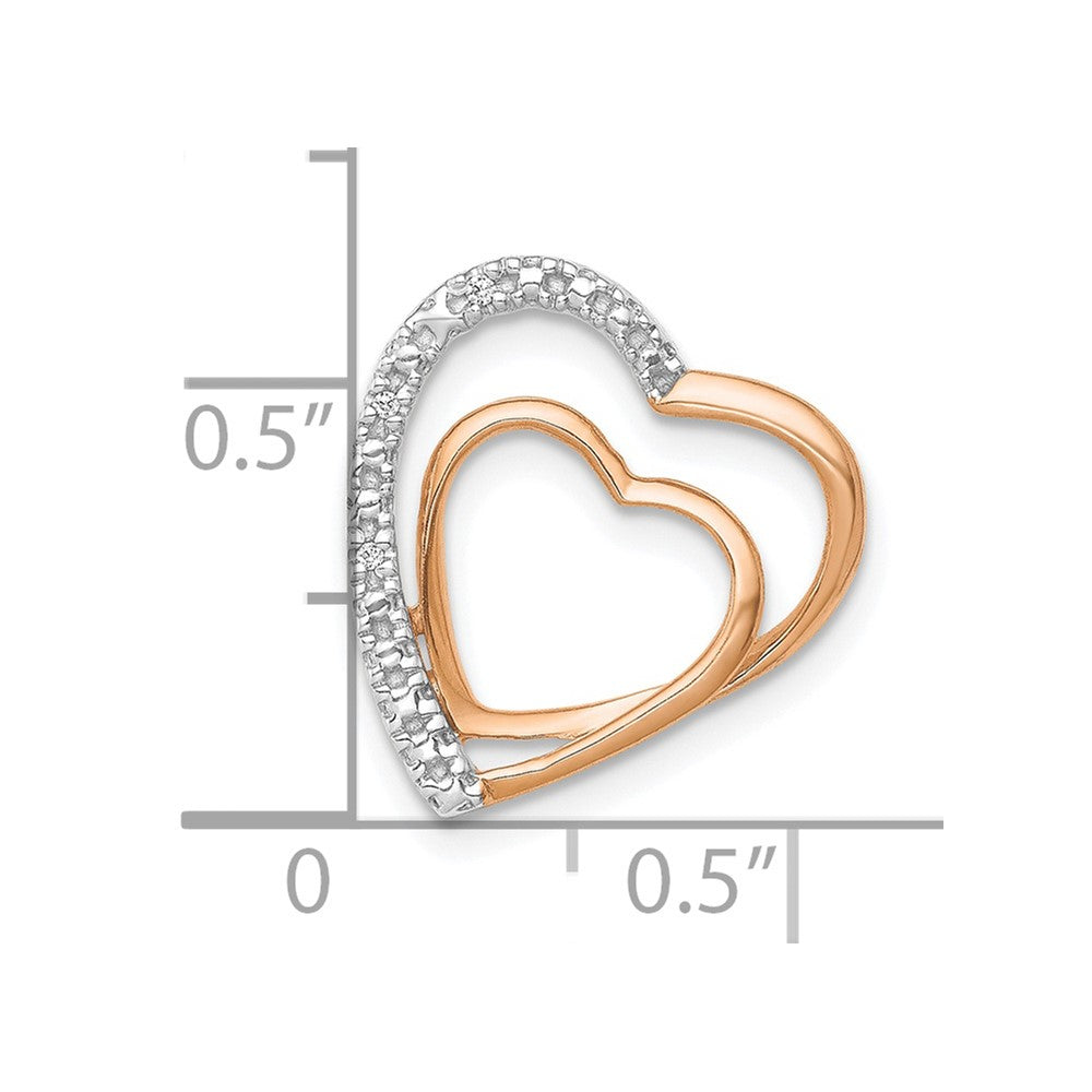 14K Roségold 14K Roségold.01ct. Diamant Doppelt Herz Kette Anhänger