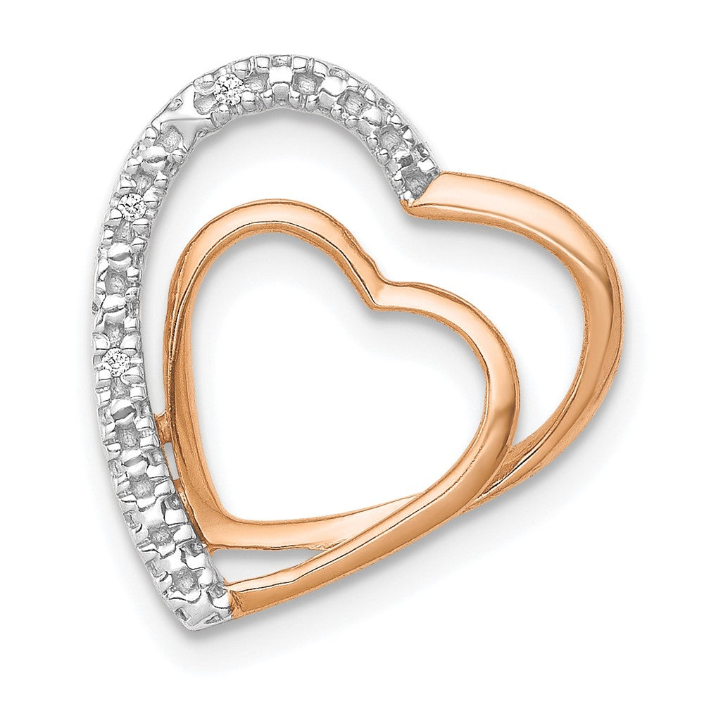 14K Roségold 14K Roségold.01ct. Diamant Doppelt Herz Kette Anhänger