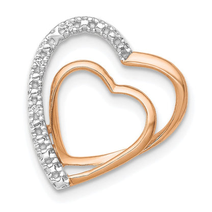 14K Roségold 14K Roségold.01ct. Diamant Doppelt Herz Kette Anhänger