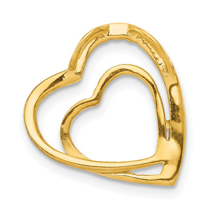 14K Gelbgold.01ct. Echt Diamant Doppelt Herz Kette Anhänger