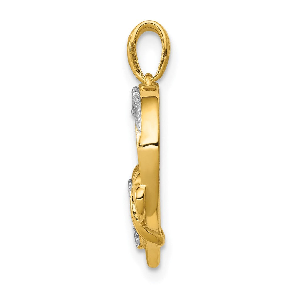 14K Gelbgold Anhänger mit 0,03 ct. echtem Diamant-Herz und drei kleineren Herzen