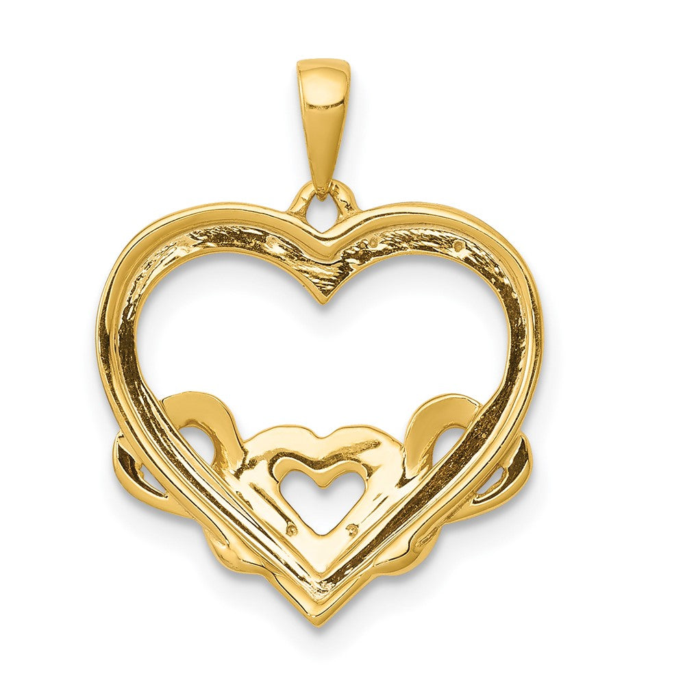 14K Gelbgold Anhänger mit 0,03 ct. echtem Diamant-Herz und drei kleineren Herzen