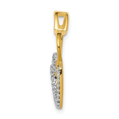10K Bicolor 1/10ct. Diamant Doppelt Herz Kette Anhänger