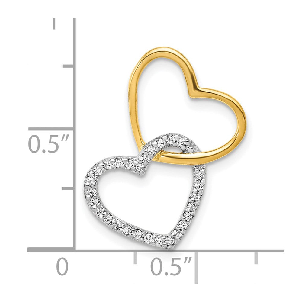 10K Bicolor 1/10ct. Diamant Doppelt Herz Kette Anhänger