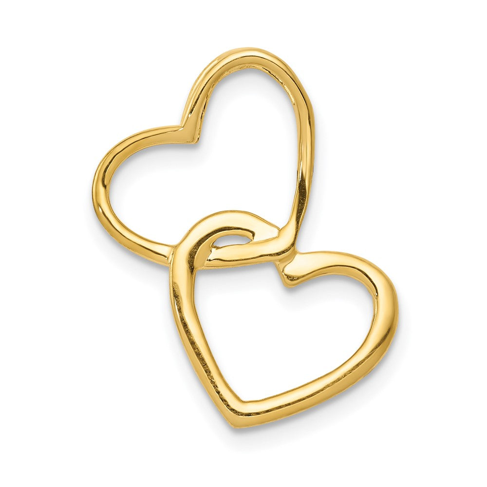 14K Bicolor Gold 1/10ct. Echt Diamant Doppelt Herz Kette Anhänger