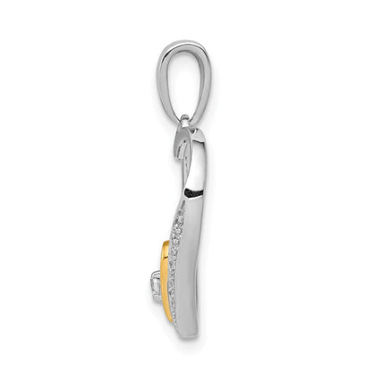 14 Karat Bicolor-Gold Doppelherz-Anhänger mit 0,05 ct. echten Diamanten