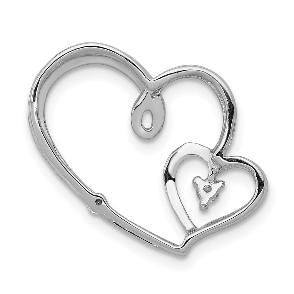 14K Weißgold 1/20ct. Echt Diamant Doppelt Herzen Kette Anhänger