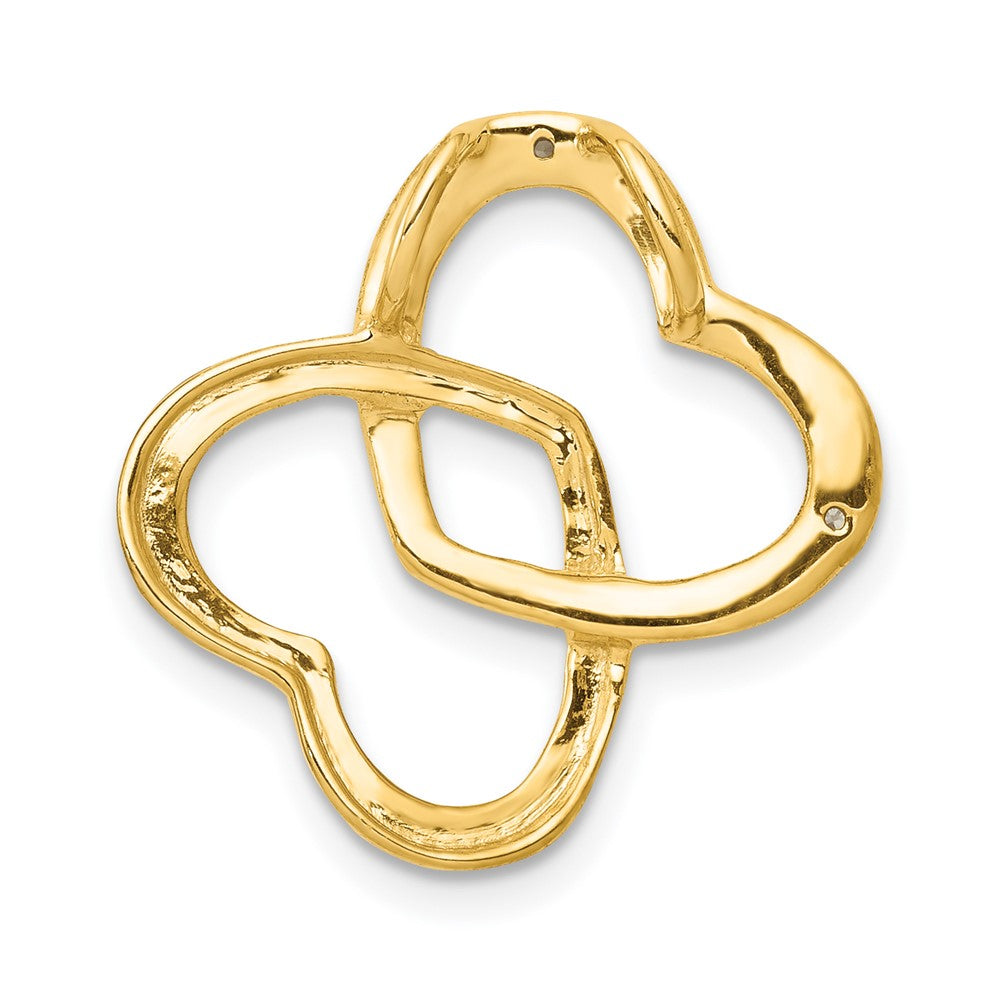 14K Gelbgold.01ct. Echt Diamant Doppelt Entwined Herz Kette Anhänger