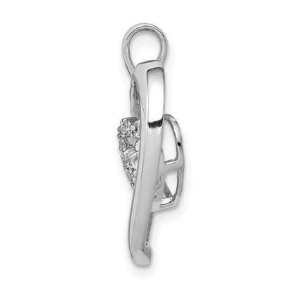 14 Karat Weißgold Herz-Anhänger mit 0,1 ct. echten Diamanten, baumelnd