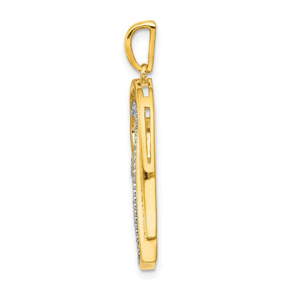 14 Karat Gelbgold und Rhodium 0,16 ct. Echtdiamant-Doppelherz-Anhänger