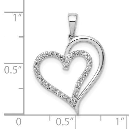 10K Weißgold 1/10ct. Diamant Herz Anhänger