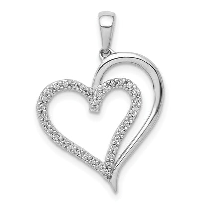 14K Weißgold Herz-Anhänger mit 0,1 ct. echten Diamanten