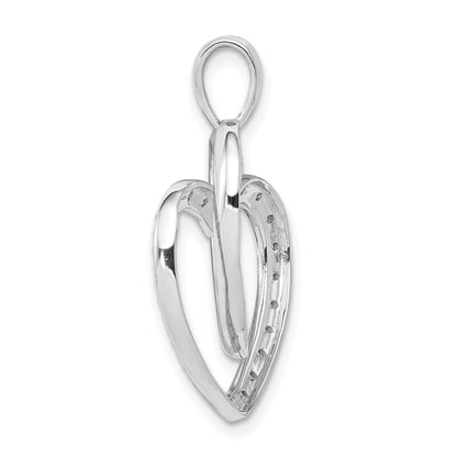 14k Weißgold Anhänger mit doppeltem Herz und 0,1 ct. echten Diamanten