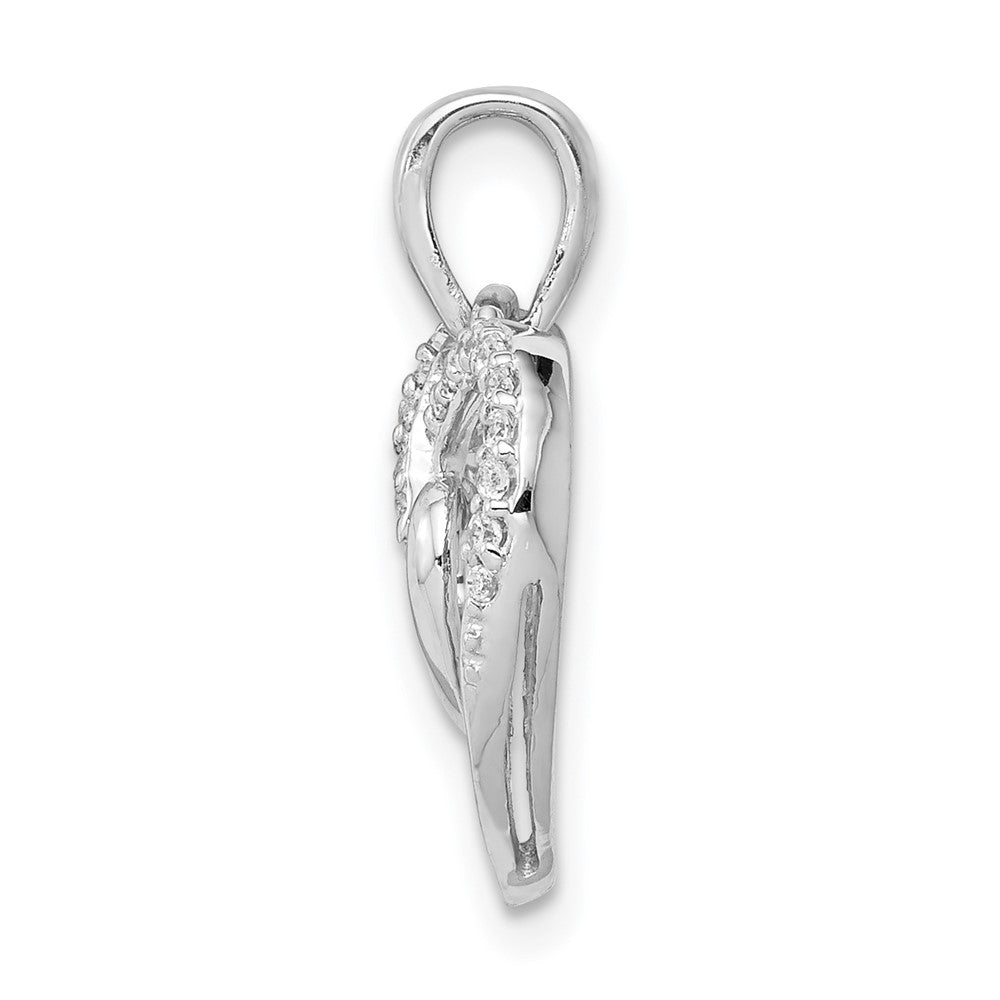 14K Weißgold Doppelherz-Anhänger mit 0,10 ct. echtem Diamant