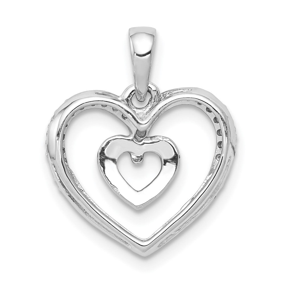 14K Weißgold Doppelherz-Anhänger mit 0,10 ct. echtem Diamant