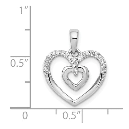 14K Weißgold Doppelherz-Anhänger mit 0,10 ct. echtem Diamant