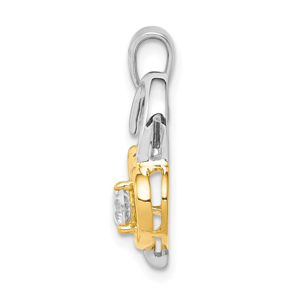 14K Bicolor-Gold Doppelherz-Anhänger mit 0,2 ct. echten Diamanten