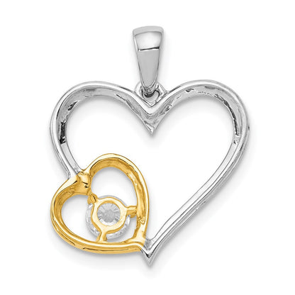 14K Bicolor 0,2 ct. Laborgezüchteter Diamant VS/SI+ G+ Doppelherz-Anhänger