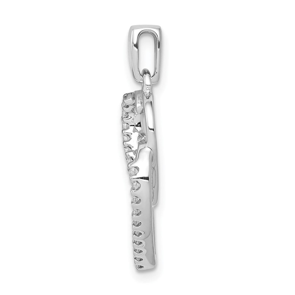 14K Weißgold Anhänger „Verschlungene Herzen" mit echtem Diamant, 0,1 ct