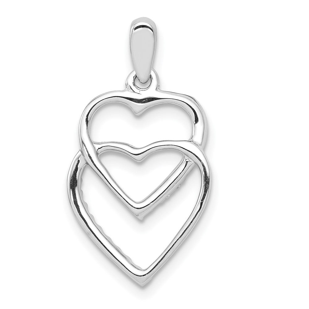 14K Weißgold Anhänger „Verschlungene Herzen" mit echtem Diamant, 0,1 ct