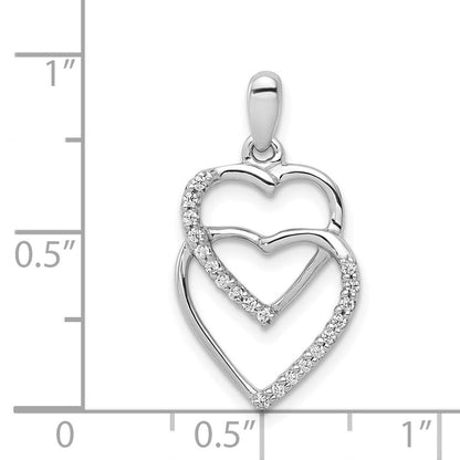 14K Weißgold Anhänger „Verschlungene Herzen" mit echtem Diamant, 0,1 ct