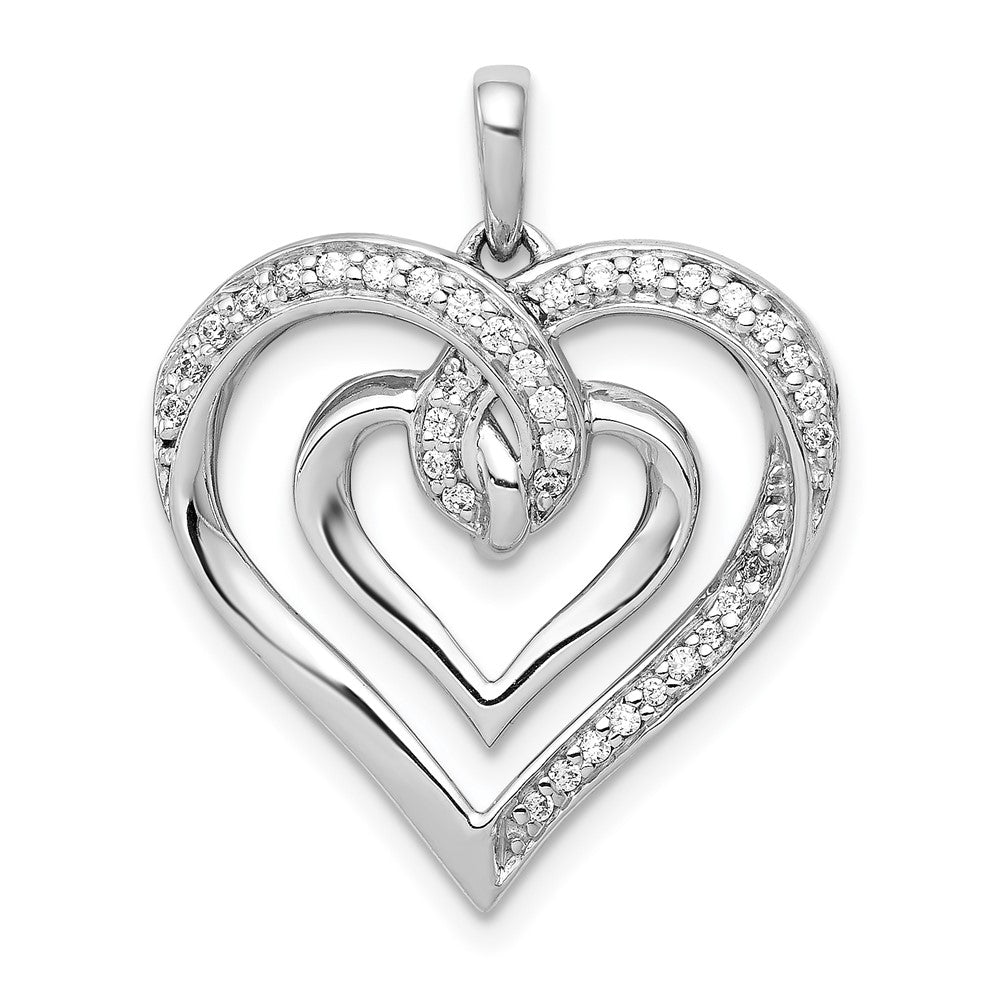 14K Weißgold Anhänger „Verschlungenes Herz“ mit 0,17 ct. echtem Diamant